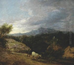 Extensive Wooded Upland Landscape C.1786, Oil On Canvas by Thomas Gainsborough