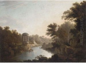Figures By A Folly, With Buildings Beyond