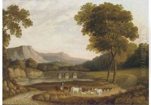 Cattle And A Herder On Horseback, Derbyshire