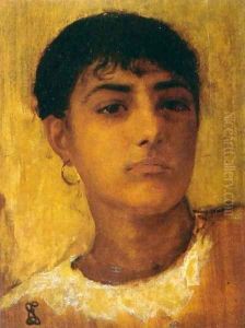 Study of a Young Girls Head by Edwin Longsden Long