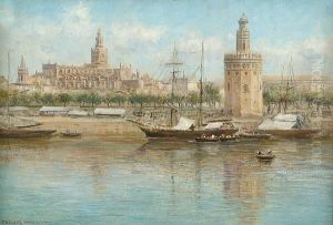 The Torre Del Oro On The Guadalquivir River, Seville by Arthur Trevor Haddon
