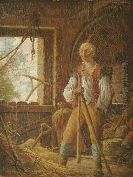 Farmerstanding In A Barn - view 1