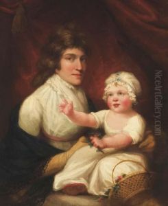 Portrait D'une Femme Assise Portant Un Enfant by John Hoppner