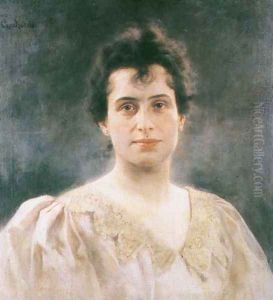 Portrait of a Woman in a Dress with Lacy Collar