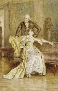 A Gentleman And A Lady In A Drawing Room by George Goodwin Kilburne