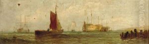 Shipping In Choppy Waters by William Calcott Knell