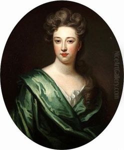 Portrait Of Lady Diana Feilding, Half-length, In A White Chemise And A Green Wrap by Sir Godfrey Kneller