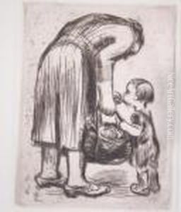 Stehende Mutter, Ihr Bublein Futternd by Kathe Kollwitz