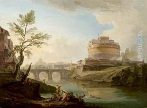 Ponte E Castel Sant'angelo A Roma, Con San Pietro Sullo Sfondo