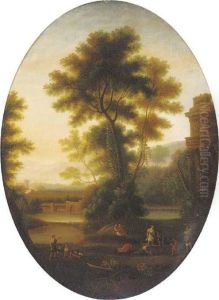A Classical Landscape With Wine Makers And Other Figures By Ruins by Claude Lorrain (Claude Gellee)