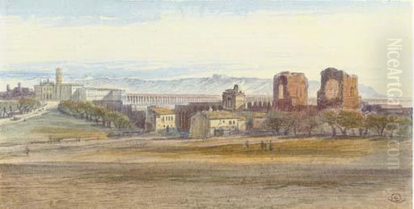 St John Lateran And The Claudian Aqueduct, Rome, Italy - view 1