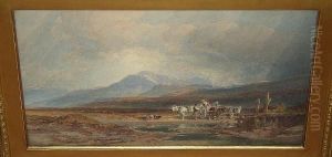 'peat Gatherers Near Loch 
Rannoch, Perthshire', Signed And Dated 'w.l. Leitch 1876', Titled On 
Label Verso by William Leighton Leitch