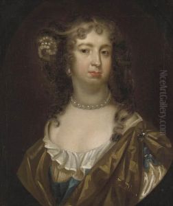 Portrait Of A Lady, Possibly 
Barbara Villiers, Countess Ofcastlemaine, Bust Length With A Pearl 
Necklace In A Feignedoval