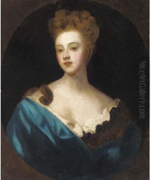 Portrait Of A Lady, Bust-length, In A Blue Dress - view 1