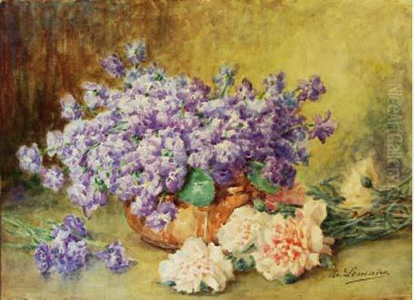 Vase Aux Giroflees Et Jete D'oeillets - view 1