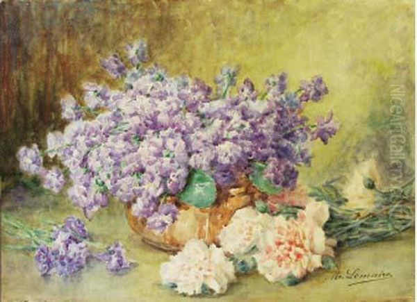 Bouquet De Fleurs Mauves Et Jetee De Pivoines - view 1