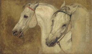 Two Arab Horses' Heads by John Frederick Lewis