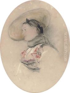 A Lady In A Straw Hat With A Black Scarf