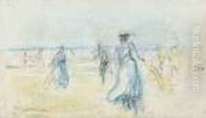 Strandszene Mit Tennisspielern by Max Liebermann