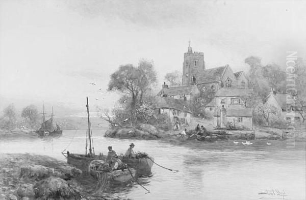 Small Fishing Harbour With Figures And Boats In Foreground - view 1