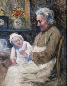 Grand-maman Avec Sa Petite-fille by Maximilien Luce