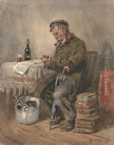 Portrait Of A Man Smoking A Pipe by Vladimir Egorovic Makovsky