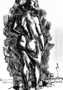 Female Nude Standing, Backwards 1916