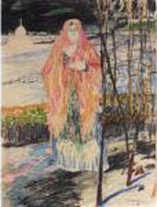 Russian Baba With Red Headscarf by Philippe Andreevitch Maliavine