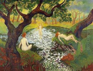 Three Bathers with Irises by Paul-Elie Ranson