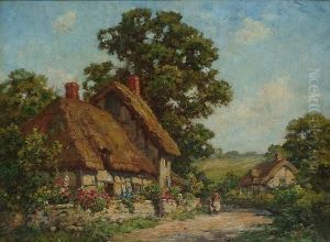 Cottage Scene Near Dorking, Surrey by Thomas E. Mostyn