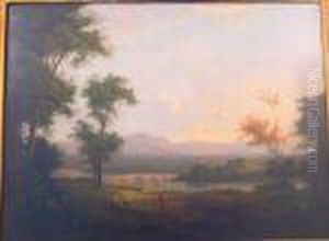 Woodland Landscape With Distant Bridge by Alexander Nasmyth