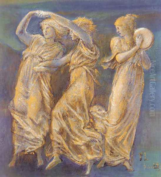 Three Female Figures Dancing And Playing - view 1