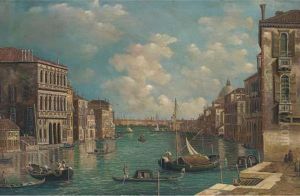 Vessels On The Grand Canal by Alfred Pollentine