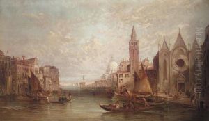 The Grand Canal Looking Towards Santa Maria Del' Salute, Venice by Alfred Pollentine