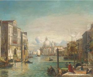 Gondolas On The Grand Canal, Venice by Alfred Pollentine