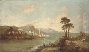 Figures Before An Italianate Lake Figures Before An Italianate Lake