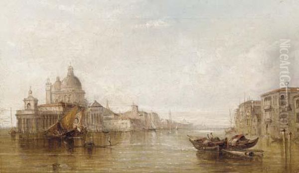 Bragozzi In The Bacino Of San Marco With Piazza San Marco Beyond - view 1