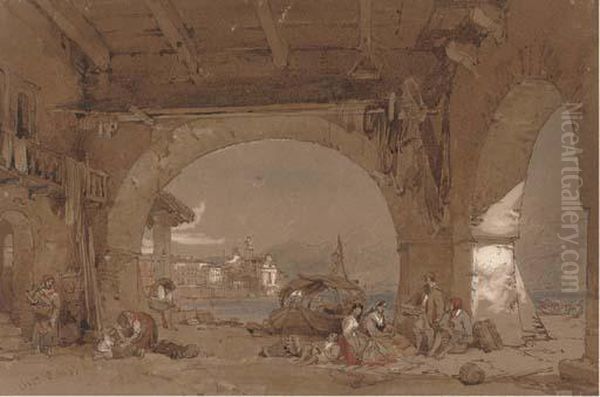 Venetians Resting Under The Arches - view 1