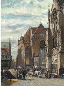 The Town Market by Samuel Prout