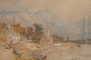 Alpine Lake Scene by Thomas Miles Richardson