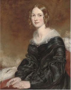 Portrait Of A Lady, Seated Three-quarter-length, In A Black Dresswith Lace Trim by George Richmond