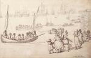 Shipping Off The Coast At Spithead by Thomas Rowlandson