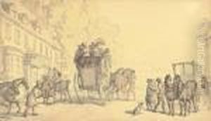 Figures Outside A Coaching Inn by Thomas Rowlandson