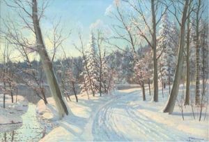 A Snowy Woodland Track by Ivan Shishkin