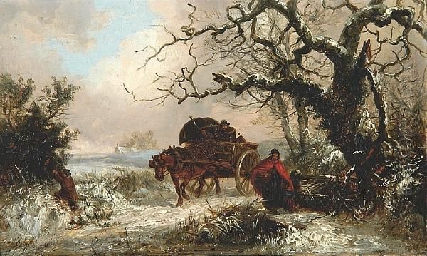 Horse And Cart On A Track In The Snow - view 1