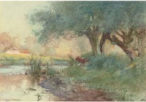 Resting On The Riverbank by Arthur Claude Strachan