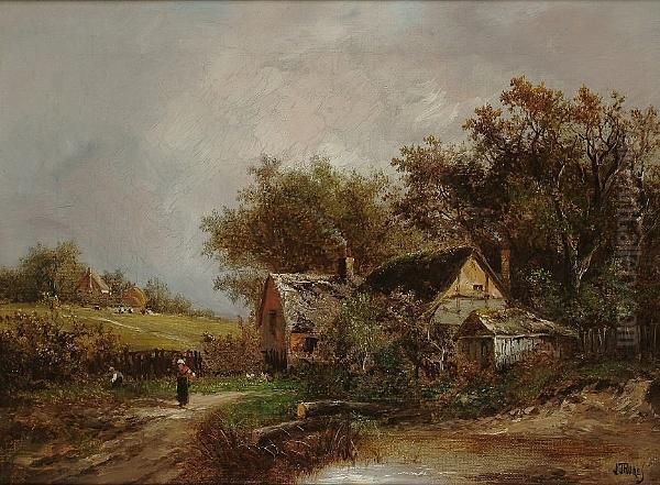 Figures By A Cottage - view 1