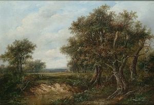 Country Scene With Figures By A River Country Scene With Figures By A River