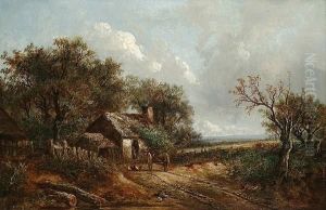 Cottages In A Landscape by Joseph Thors