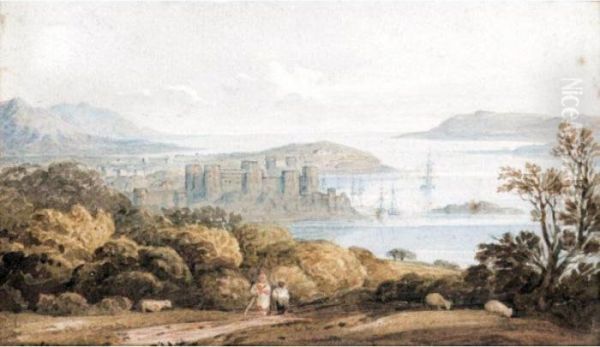 Conway Castle From Beneath Wood And Hill - view 1